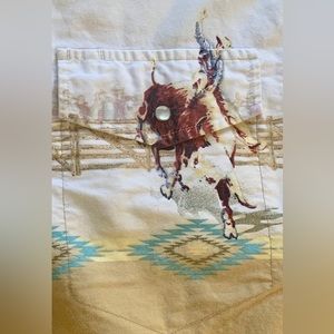 Men short sleeves cotton XL, cowboy print in musters yellow, off white, blue .